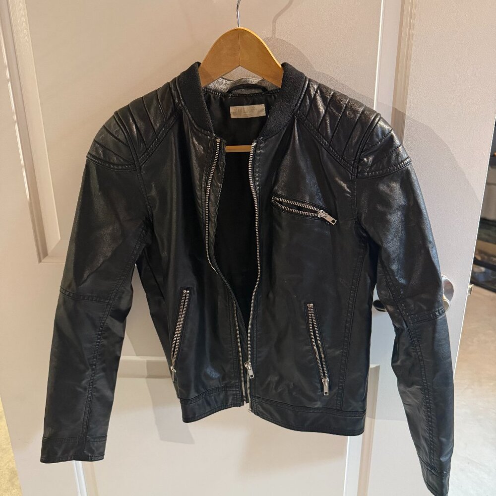 H&M Youth Faux Leather Bomber Jacket